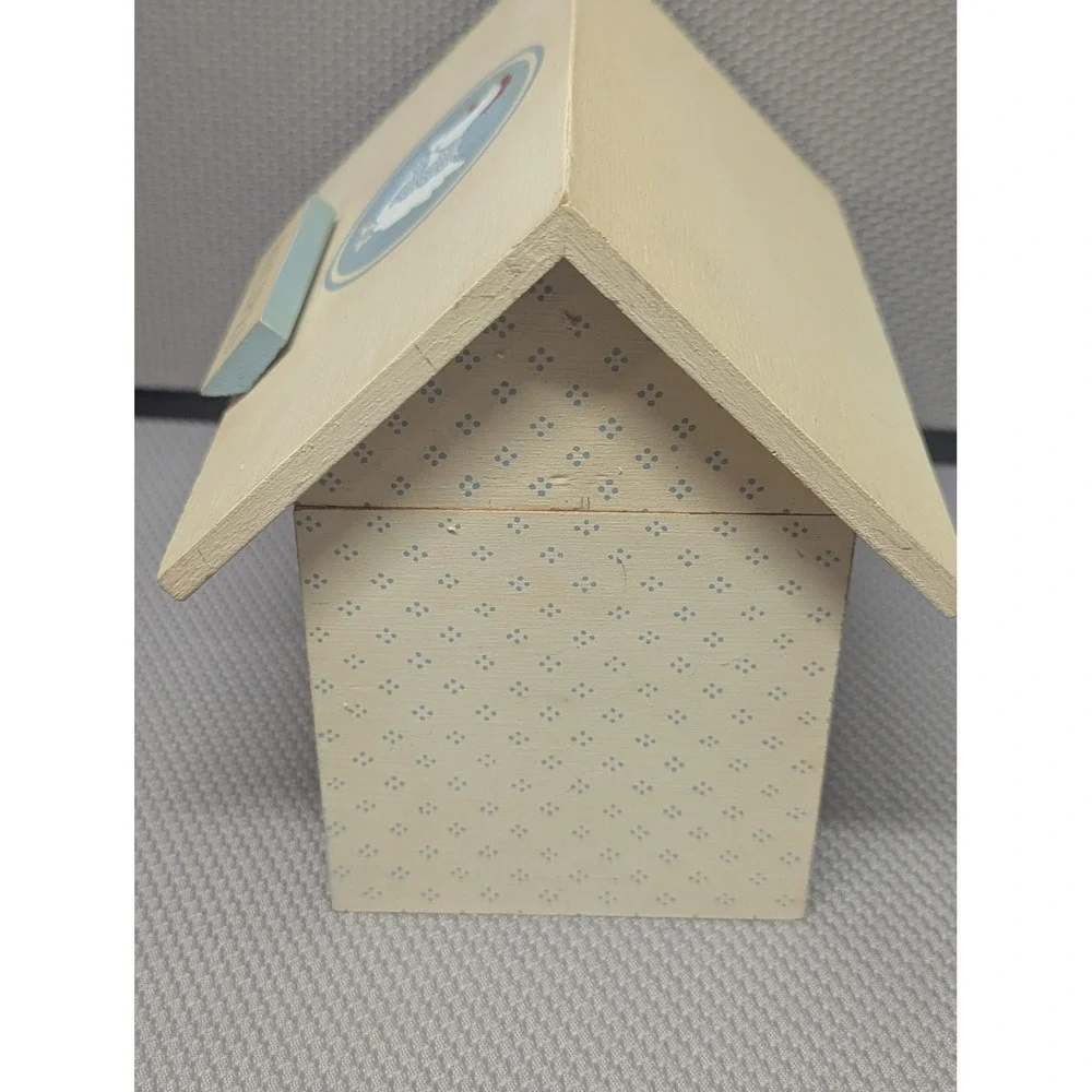 VTG Pine Creek Collection Wooden Recipe Box Cottage House Chicken Farmhouse Blue